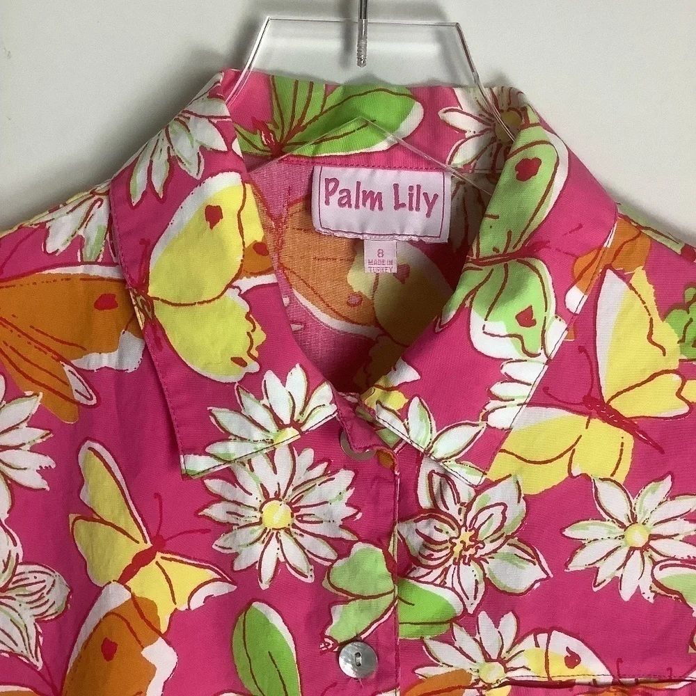 Palm Lily Tropical Floral Short Sleeve Shirt‎ 8